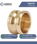 Heavy Duty 3 Inch Camlock Fittings Type DP Forged Brass Leak Proof Dust Plug Quick Connect Coupling For Water Gas Transfer shown from side angle.