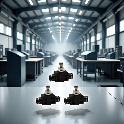 Set Of 3 4mm Tube OD Air Flow Control Valves With Straight Union Push To Connect Fittings PSA 04 For Pneumatic Systems