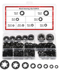 510 Piece Internal Tooth Star Lock Washers Set For M2.5 To M12 Push On Star Lock Washers in black plastic case