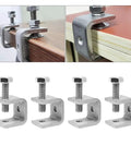 Four Pack C Clamp Desk Lamp Mount Clips Table Mount Brackets For Attaching Lamps And U Shaped Clips shown on desk edges