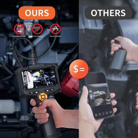 1080P HD Endoscope Camera With Light For Snaking Through Walls Vents Pipes And Engines IP67 Waterproof Snake Borescope shown in use