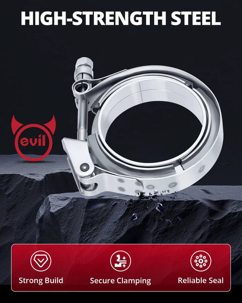 V Band Clamp Quick Release Set Stainless Steel With Flange For Exhaust Systems Turbo Downpipes And High Pressure Applications 3 Inch