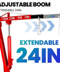 Heavy Duty 2 Ton Folding Hydraulic Engine Hoist Handling Up To 4000 Pounds Without Breaking A Sweat For Home Garages And Pro Auto Shops featuring adjustable 24-inch boom.