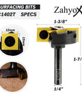 Spoilboard Surfacing Router Bit Built Tough For Quick Flat Slabs With 1/4 Inch Shank 1-3/8 Inch Cutting Diameter Four Wing Design