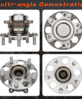 Multi-angle view of Rear Wheel Bearing Hub Assembly Set For Honda Civic 2012 2013 2014 2015 ABS 5 Lug, durable metal.