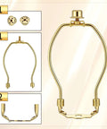 Rock Solid 2 Pack Short Lamp Harp 6 Inch Antique Gold Shade Bracket showcasing mounting details and iron construction.