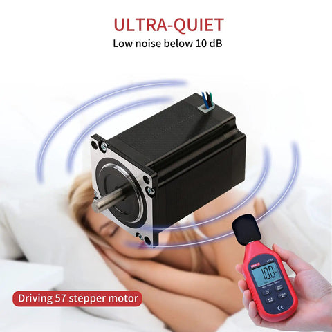 TMC5160T Pro V1.0 Stepper Driver with ultra-quiet operation, black heatsink, low noise reading under 10 dB, suitable for 3D printers