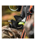 EZ Rest Capture Style Contained Brush Left Hand Convertible Archery Arrow Rest on bow with camo glove