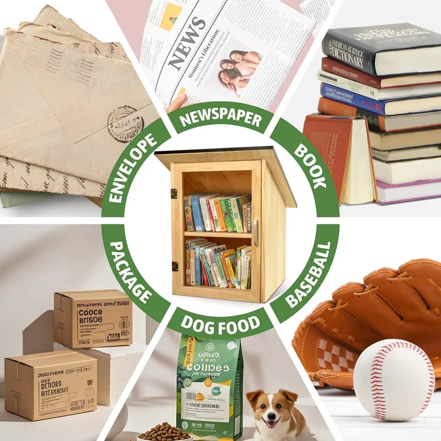 Outdoor Library Book Box With Double Shelf ✓