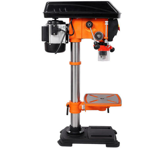 Side view of 12 Inch Benchtop Drill Press with Laser, Digital Readout, and Tilting Table for Woodworking and Metal Fabrication
