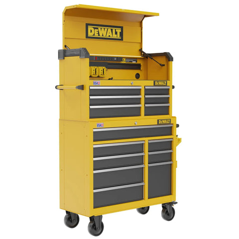 Six-Drawer 41-Inch Tool Chest With 100-Lb Drawer Capacity, Heavy-Duty Mobile Storage Cabinet, yellow metal construction, wheels