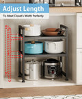 Expandable 2 Tier Metal Storage Shelves With 150 Lbs Capacity Heavy Duty Organizer for kitchen pantry under cabinet use