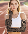 Kick Butt In The Dog Days Of Summer With Steampunk Mechanical Gear Ice Silk Arm Sleeves, polyester stretch, 45-48 cm long.