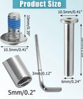 Five Sets Of 32mm Inline Skate Wheel Screws With Installation Tool, Heavy Duty Metal Socket Screws shown with measurements