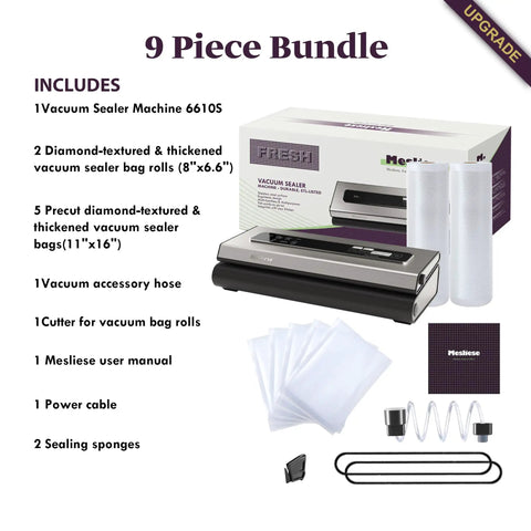 Six In One Vacuum Sealer For Dry And Moist Modes Includes Two Roll Bags And Five Pre Cut Bags Powerful 90kPa Suction set