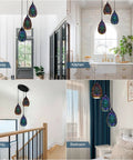 Colorful Glass 3 Pack Pendant Lights For Kitchen Island And Dining Room Modern Farmhouse Style 3D Hammered Glass, various settings