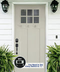 Front Door Lock Set With Keypad Deadbolt And Smart Lock, Black Double Door Handle Set For Entry shown on white door