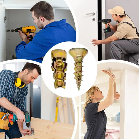 People using Expansion Screw Set For Drywall And Concrete Pro Grade Carbon Steel Wall Anchors and tools in various projects.