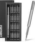 24-In-1 Magnetic Precision Screwdriver Set With Phillips And Flathead Bits For Electronics, PC And Eyeglass Repair, Includes Torx, Hex, Y, Triangle And Star Bits For Quick And Easy DIY Fixes, showing open case with various bits and screwdriver