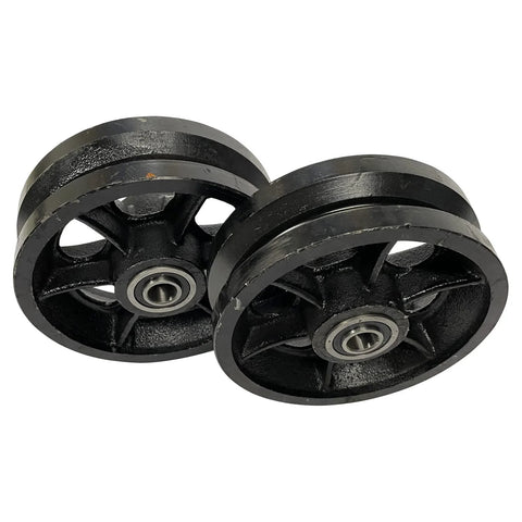 Set of 2 sturdy 6 inch V groove gate wheel with sealed bearings, ideal for residential gate tracks.