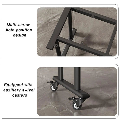 Heavy Duty Movable Metal Table Legs Featuring Locking Brake Casters Dual Reinforced Crossbars Waterproof Rustproof Carbon Steel Desk Base Hella Sturdy Design That Rolls Super Smooth on Any Floor