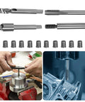 M8x1.25 Thread Repair Kit with 12 stainless steel inserts, showing tools and application in auto parts for repairing threads.