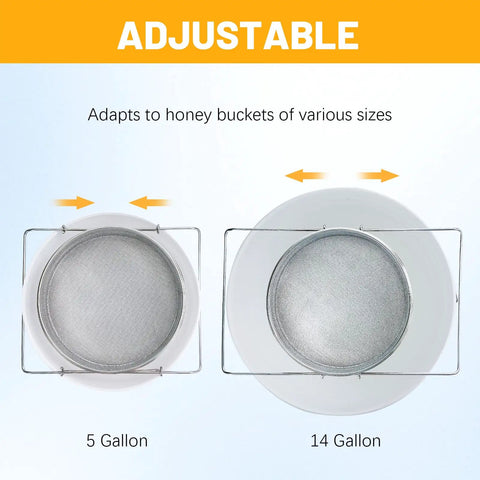 Pro Grade Stainless Steel Honey Strainer With Dual Sieves For Beekeeping And Honey Extraction adjustable for 5 to 14 gallon buckets