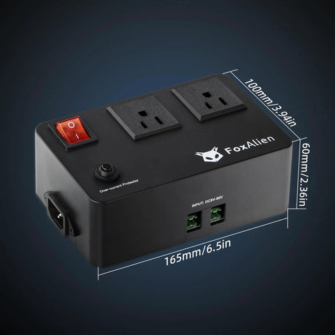 Relay Module For CNC Machines And Dust Collectors With Synchronous Control, 110V US Sockets, Black, Dimensions Shown