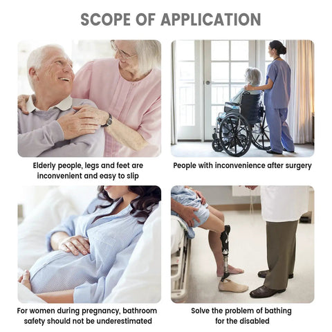Scope of application showing elderly, pregnant, post-surgery, disabled users; relevant to Foldable 29.5 Inch Handicap Grab Bars Rails