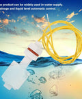 Float Switch Liquid Controller For Aquarium Pumps, Vertical Water Level Sensor, white plastic body with yellow cable