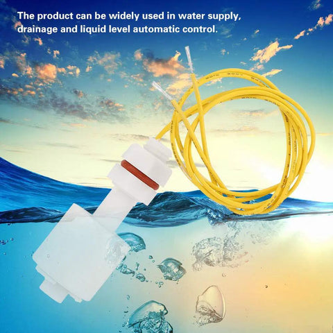 Float Switch Liquid Controller For Aquarium Pumps, Vertical Water Level Sensor, white plastic body with yellow cable