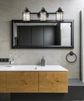 All In One Bathroom Set With Oil Rubbed Bronze 3 Light Vanity Fixture, Towel Bar And Ring, Robe Hook And Toilet Paper Holder