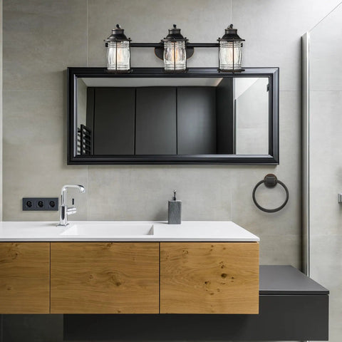 All In One Bathroom Set With Oil Rubbed Bronze 3 Light Vanity Fixture, Towel Bar And Ring, Robe Hook And Toilet Paper Holder