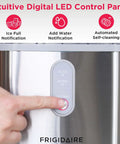 Next Level Countertop Nugget Ice Maker Built With Quick Fifteen Minute Cycle To Serve Hella Delicious Chewable Soft Ice Daily Near Thirty Three Pounds With Sleek Metallic Finish, intuitive digital LED control panel.