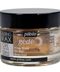 Pebeo gilding wax King Gold jar, 5.6 oz, clear glass container with black lid.