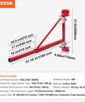 Wall Mount Jib Crane With 1320 Lbs Load Capacity for Electric Hoist 180 Degree Swivel, red steel frame dimensions