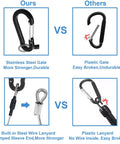 Spiral Retractable Safety Lanyard Set Of 3 Built Tough For Keys And Tools With Coiled Design 31cm Extended To 150cm 15lb Tension TPU Covered Steel Wire Aluminum Carabiner Clip comparison