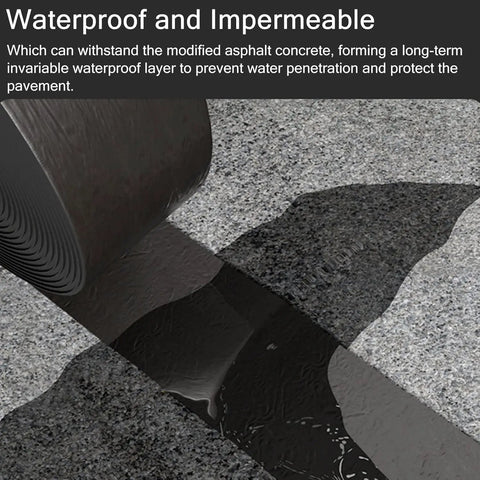 Pro Grade Self Adhesive Asphalt Crack Sealer Tape Waterproof Flexible Paver Patch Heavy Duty for Concrete Driveway Repair showing waterproof application.