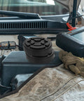 Vosarea Heavy Duty Car Lift Pads Set Of Four Round Auto Jacking Rubber Mats for Two Post Hoist on car engine for support.