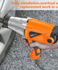 8.5 Amp Electric Impact Wrench One Half Inch Drive 450 Nm Max Torque Corded Power Tool with Four Sockets usage on tire