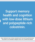 Memory Protect With Lithium And Colostrinin Milk Peptides For Brain Health And Sharp Focus Cognitive Support packaging label