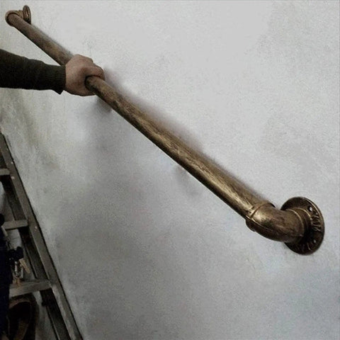 Heavy Duty Wall Mounted Grab Bar And Non Slip Handrail For Indoor Outdoor Steps And Baths, 19 Foot Safety Railing with hand gripping rust-proof iron.