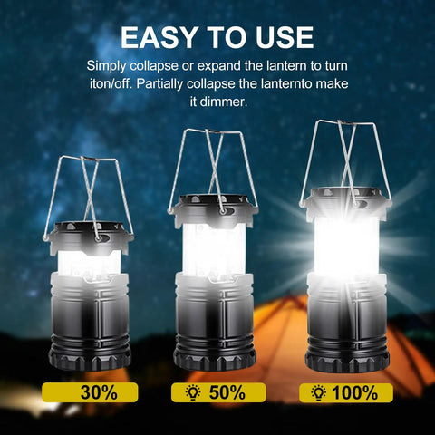 Camping Lantern 4 Pack Battery Powered Flashlight For Power Outages And Outdoor Use in different brightness levels at night