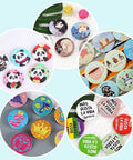 Total Game Changer 500 Piece 25 Millimeter Button Maker Kit with colorful buttons featuring various designs and themes.