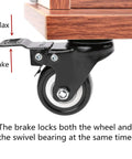 4 Pack Heavy Duty Swivel Casters With Brake, 1.5 Inch Non Marking Polyurethane Wheels, showing brake mechanism and caster detail.