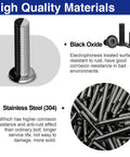 30 Pcs 1/4-20 X 3/4 Flat Head Socket Cap Screws Bolts In 304 Stainless Steel With Black Zinc Plated Finish, Fully Threaded, Includes Hex Key