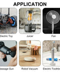 Image showing applications of 10 Pack Dope Mini DC Motors 3V To 12V, including electric toy, juicer, fan, massage gun, robot vacuum, electric toothbrush.
