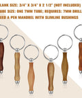 Amazon XunYee 12-piece woodturning keychain kit with wooden-handled keychains and metal rings.