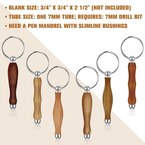 Amazon XunYee 12-piece woodturning keychain kit with wooden-handled keychains and metal rings.