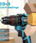 Cordless Drill And Impact Driver Combo Kit For DIY Home Projects With Brushless Motors, 0 To 3250 RPM, 0 To 3450 IPM, 1950 In Lbs Torque, Four Speed Settings, Three Scene Modes, And A Three Eighths Inch Driver Drill, 23 clutch settings